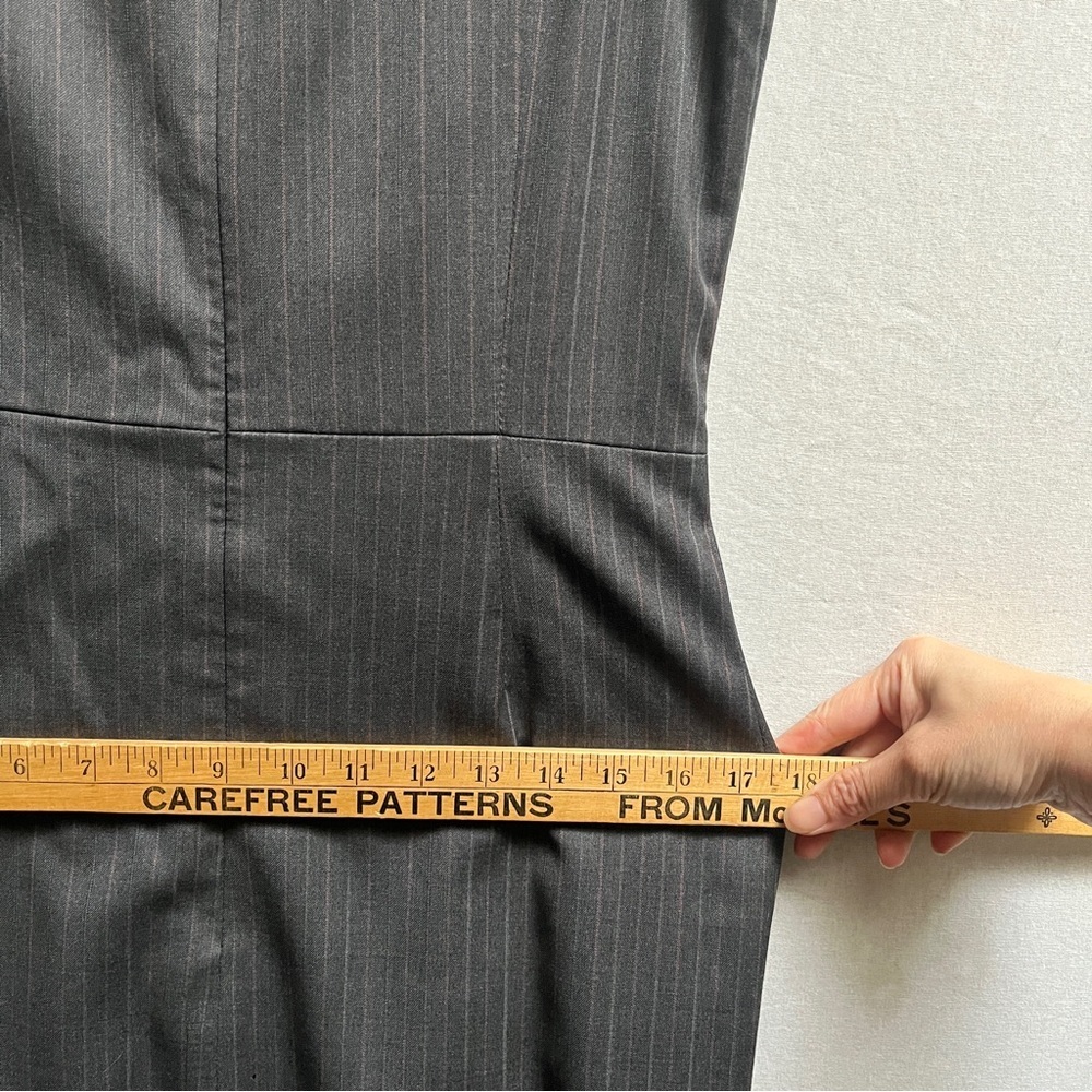 Brooks Brothers 100% Wool Pinstriped Grey Pinstripe Midi Dress Sz 2 - Picture 7 of 11